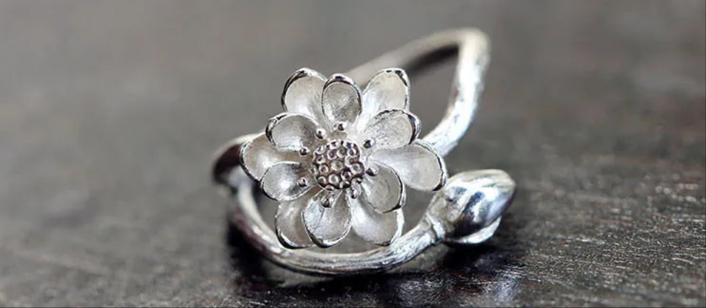 925 Sterling Silver Flower, Open Ring, Hypoallergenic